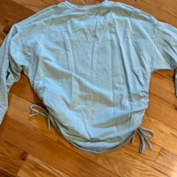 Athleta Lombard Cinched Ruched Turquoise Blue Athleisure Sweatshirt Womens sz M - Picture 4 of 5